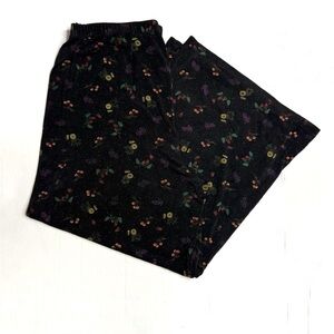 Vintage Black Floral Wide Leg Pants